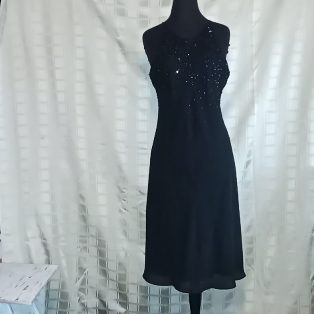 Chelsea Nites Black Beaded Evening Gown
